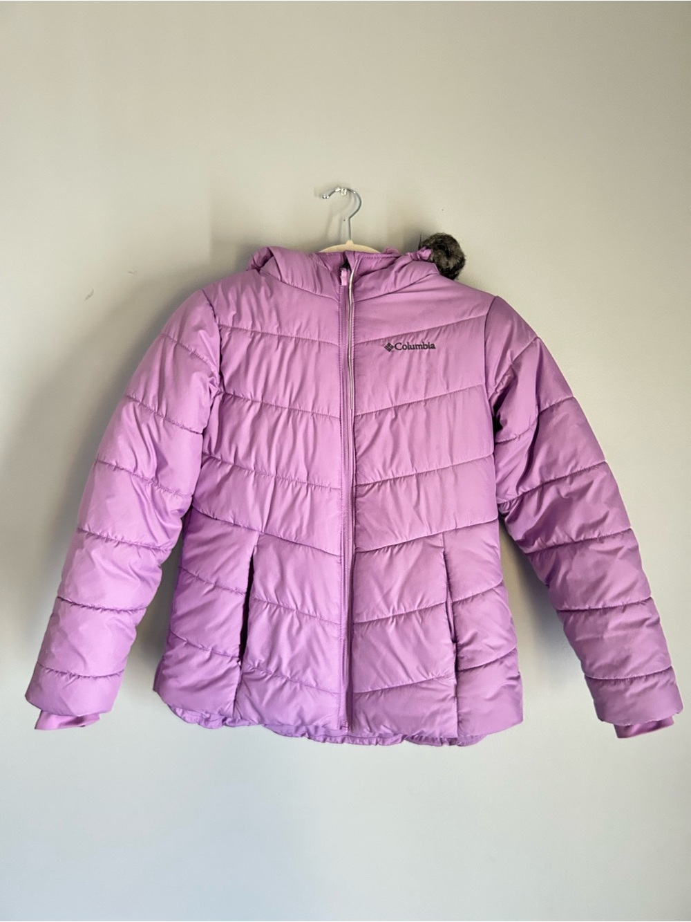 Columbia Girls' Lavender Puffer Jacket with Hood Large 14/16